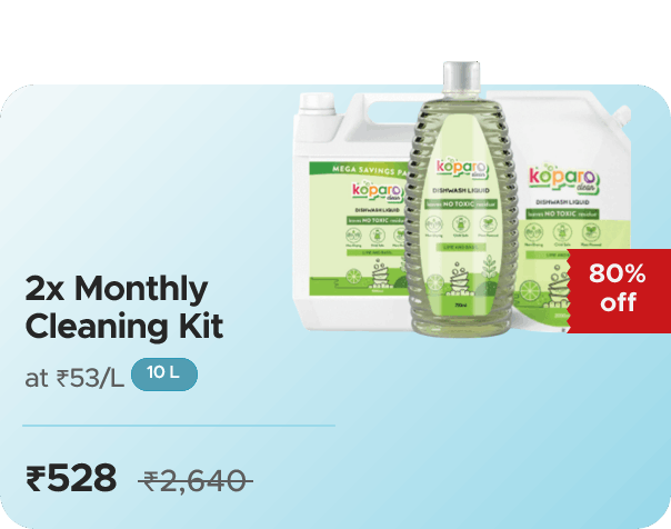 Koparo Clean Monthly Kit - 2L Dishwash, 2L Detergent  — 2X Pack, effective ₹528 (₹26/L)