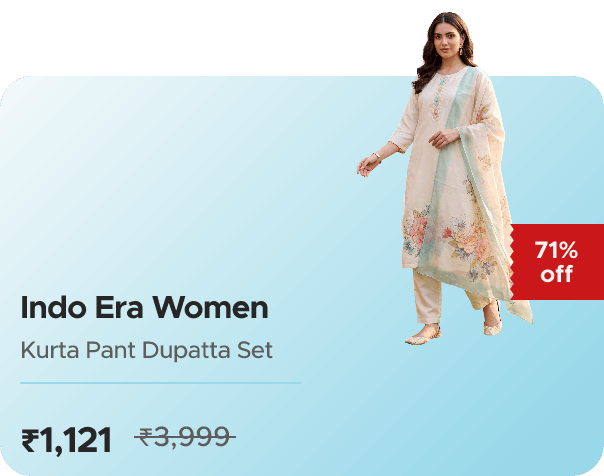 Flipkart CB Affoy Indo Era Women Kurta Pant Dupatta Set (X — effective ₹1121 (was ₹3999)