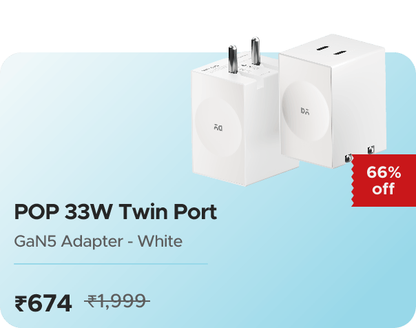 Daily Objects POP 33W Twin Port GaN5 Adapter - White — effective ₹674 (was ₹1999)
