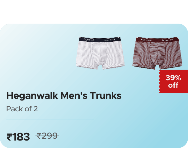 Zop Heganwalk Pack of 2 Men's Trunks — effective ₹183 (was ₹299)
