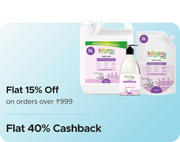 Koparo Clean — Flat 15% Off on Orders over ₹999 + Flat 40% CashKaro Cashback + Flat 40% Cashback