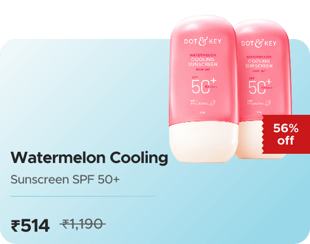 Dot & Key Watermelon Cooling Sunscreen SPF 50+ PA+ — 2X Pack, effective ₹514 (₹257/pack)